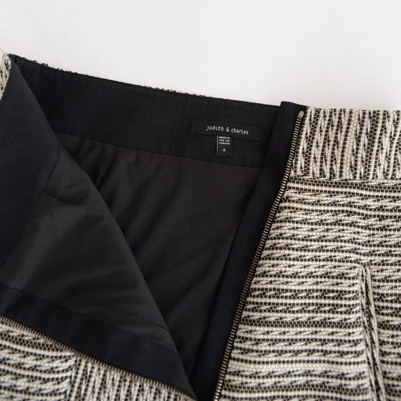 Judith & Charles Black and Cream 68% Linen Mini Skirt Size 6 - Picture 12 of 12